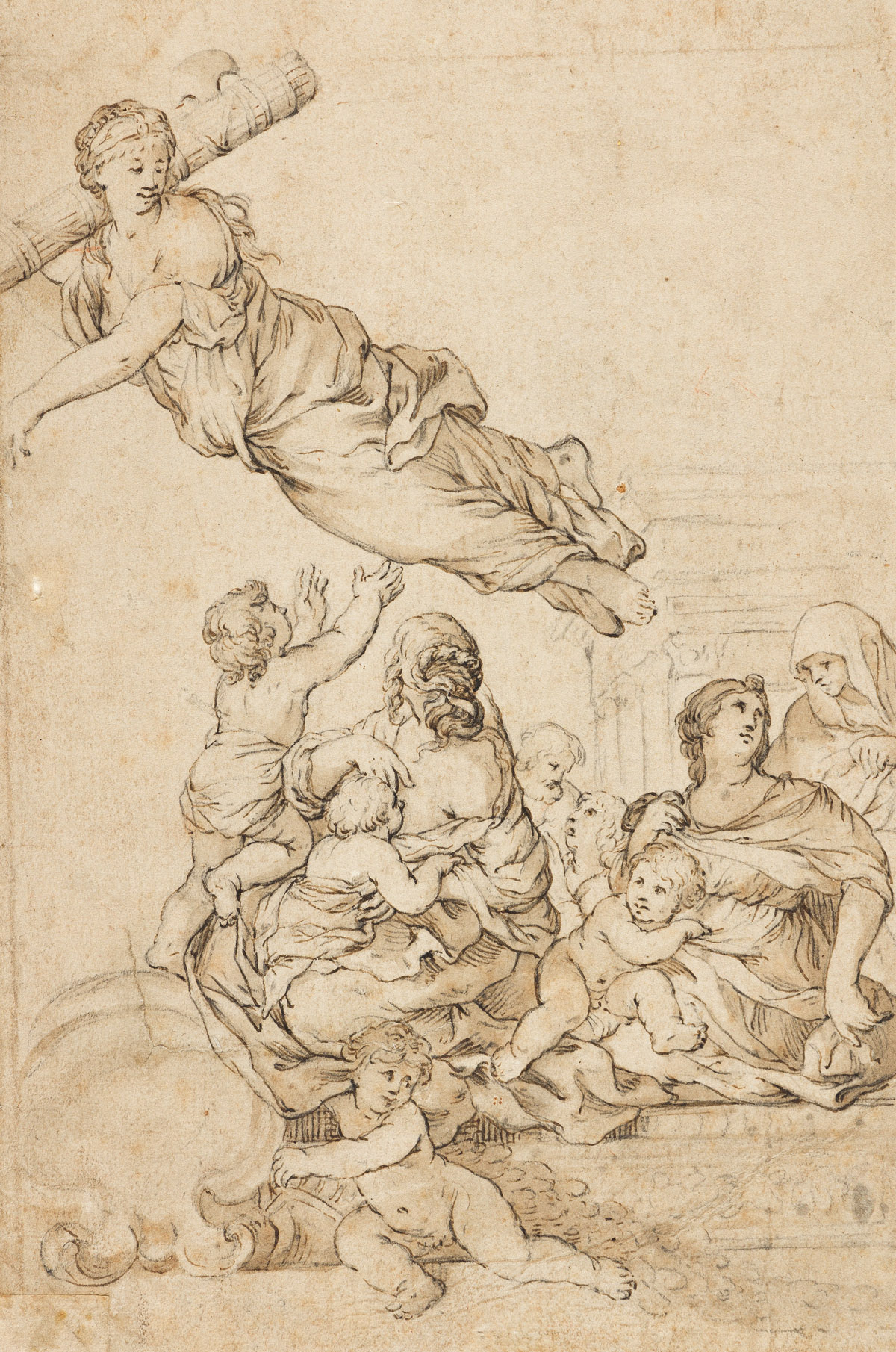 GIOVANNI FRANCESCO ROMANELLI (Viterbo 1610-1662 Viterbo) An Allegory of the Virtues of the Roman Republic.